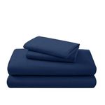 Bare Home Flannel Sheet Set 100% Cotton, Velvety Soft Heavyweight - Double Brushed Flannel - Deep Pocket (Full XL, Dark Blue)