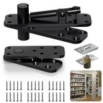 Aglehome Pivot Hinge, Heavy Duty Hidden Door Hinge for Wood Secret Door, Pivot Door Hardware for Hidden Door Bookcase, 360 Degree Rotation Stainless Steel Invisible Pivot Hinge System – Black