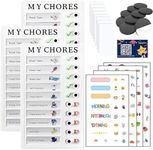 4 Sticker Sheets Chore Chart for Kids,3 White Plastic Boards,8 Blank Cards, Kids To Do List, ADHD Tools for Kids,Daily Schedule Planner Board for Home School, Includes 12 Magnetic Stickers (My Chores)