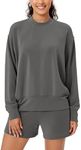 ODODOS Modal Soft Long Sleeve Oversized Sweatshirts for Women Crew Neck Pullover Tops, Charcoal, Small