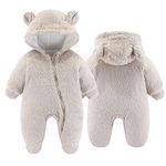 UVIPC Newborn Baby Fleece Jumpsuit Footie Snowsuit Bear Romper Jumpsuit Baby Fuzzy Warm Onesie