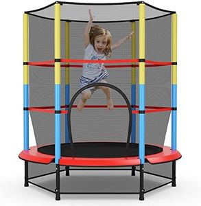 HONEY JOY 55" Kids Trampoline with Safety Enclosure Net, Mini Toddler Trampoline w/Heavy-Duty Steel Frame & Seamless Jump Mat, Outdoor & Indoor Recreational Bounce Jumper for Boys & Girls Age 3-6