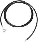 2mm Black Leather Cord/Sterling Silver Necklace 18 Inch