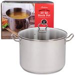 Camerons 20 Quart Stock Pot with Lid - 18/10 Professional Grade Tri-Ply Stainless Steel Stockpot - Commercial Grade Sauce Pot with Stick Resistant Interior, Stay Cool Handles & Induction Compatible