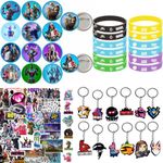 Gaming Party Bag Fillers Gamer Party Favours with Gaming Keychain Party Bags Button Stickers Party Supplies Goodie Bag Fillers for Kids Boys