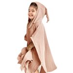 Hooded Baby Poncho Towel: Muslin Bath Poncho for Toddler - Kids Beach Poncho Towels 23"x24"(Orange Pink)