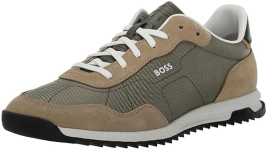 BOSS Men's Zayn Low Profile Suede Leather Two Tone Sneaker, Aluminum Taupe, 13