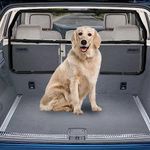 Dog Car Barrier Escape-Proof, 46" Wide Car Divider for 3rd Row Seats & Cargo Area, Durable Cargo Area Dog Car Gate Trunk Barrier with See Through Net Mesh for Small Sized SUV & Vehicles Or Hatchback