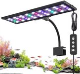 AQQA LED Aquarium Lights, 24/7 Mode Clip on Fish Tank Light, Full Spectrum Aquarium Plant Light with Memory Function, Adjustable Timer/Brightness, IP68 Waterproof for 40-60cm Tank, 18W