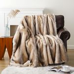 BATTILO HOME Luxury Faux Fur Throw Blanket Thick Warm Decorative Throw Blankets for Couch, Bed, Soft Fuzzy, Cozy, Fluffy Fake Fur Blanket Reversible to Plush Velvet, 60 inches x 80 inches