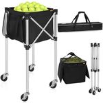 AKOZLIN Tennis Ball Hopper with Wheels Holds 180 Tennis Ball,Racquetball, Pickleball, Baseball Portable Tennis Ball Cart Aluminum Alloy Tennis Teaching and Travel Baskets - EZ Travel Ball Carriers