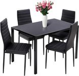 HCY Dining Table Set Dinning Chairs Set of 4 with Table Kitchen Dining Table Set for Small Spaces Home Furniture Dinette Set Rectangular Table, Black