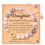 Seyaa Sunflower Natural Stone Bracelet Gifts for Daughter Granddaughter Niece with Quotes Card, One Size, Stone, no gemstone