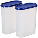 Amazon Brand - Solimo Modular Plastic Storage Containers with Lid, Set of 2, 2.4L, Blue