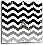 3dRose dpp_163956_3 Chevron Ombre, Black, Gray. White-Wall Clock, 15 by 15-Inch