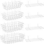 Patelai 8 Pieces Pegboard Baskets Pegboard Bins Peg Board Racks Wire Peg Board Shelf Wall Organizer Attachments for Organizing Various Tools Workbench Accessories Garage Storage(White,S, M, L, XL)