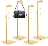 4 Pcs Purse Display Stand Stainless Steel Handbag Display Stand Adjustable Bags Display Rack Handbag Holder for Store Counter Home Props Decoration (Gold)