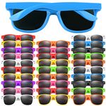 FEPITO 30 Packs Neon Color Party Sunglasses Kids Sunglasses Bulk for Birthday Party supplies Treat Bag Fillers for Beach Pool Party Toys for Kids and Adults, 10 Colors