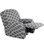 LiveGo Recliner Chair Cover,Stretch Printed Reclining Chair Slipcover,4-Piece 1 Seat Armchair Sofa Cover Furniture Protector Arm Chair Slipcover with Elastic Bottom,Machine Washable(P-BCT02 Grey)