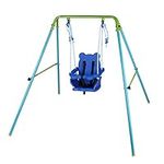 HLC Folding Toddler Swing Baby Kids Swing for Garden with Safety Chair Set, Portable Swing for Indoor Outdoor,Nursery Swing Blue for 9-36 months