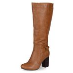 Journee Collection Women's Regular and Wide Calf Carver Knee High Boots with Stacked HeeL, Tan Wide Calf, 9.5