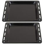 SPARES2GO Baking Tray Enamelled Pan compatible with Hotpoint Oven Cooker (448mm x 360mm x 25mm, Pack of 2)