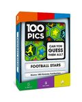 100 PICS Football Stars Travel Game - Guess 100 Players | Flash Cards with Slide Reveal Case | Quiz Card Game, Gift, Stocking Filler | For Kids and Adults | Ages 6+