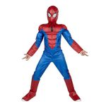 MARVEL’S OFFICIAL SPIDER-MAN COSTUME FOR KIDS | Poly Jersey Jumpsuit Stuffed with Polyfill and Fabric Mask | Medium