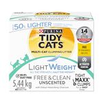 Tidy Cats Free & Clean Cat Litter, LightWeight Unscented Multi-Cat - 5.44 kg Box