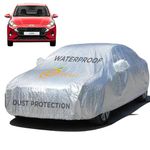 Enew Waterproof Textured with Triple Stitching Car Cover for Hyundai Aura - Ultra Surface Body Protection, Mirror, Dust, UV Shield, without Antenna Pockets - Silver Look