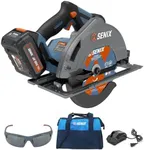 SENIX X2 20V Max* 7-1/4" Cordless Circular Saw, 4200RPM Brushless Motor, Led Work Light, 55 Degree Bevel, 4.0Ah Battery, Charger & Storage Bag Included (PSCX2-M3)