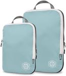 TRIPPED Travel Gear Compression Packing Cubes for Travel - Luggage and Backpack Organizer Packaging Cubes for Clothes (Dusty Teal and White, 2 Piece Set)