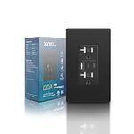 TOPELER 6.0A Black USB Wall Outlet 