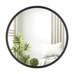 WOLTU Wall Mirror φ 40 cm with Black Frame, Modern Round Hanging Mirror for Bathroom Bedroom Living Room Hallway, Wall Mounted Makeup Dressing Mirror, Made of Metal MDF, MB6094sz01