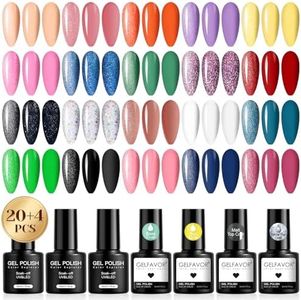 GELFAVOR Esmaltes Semipermanentes Para Uñas, 24 Piezas Mini Nude Orange Violet Jaune Rose Bleu Vert Colores Esmaltes Semipermanente UV LED Pintauñas Semipermanentes Nail Art Manicure Regalo