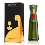FLAIROSOL Olivia Oil Sprayer for Cooking, 200ml Glass Olive Oil Sprayer, Continuous Cooking Spray Dispenser with Portion Control for Kitchen, Air Fryer, Salad(Green Bottle, Gold Print)