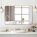 SILD - gold bathroom mirror 30x40 aluminum frame mirrors for vanity mirror large wall mirror 40x30 inch modern rectangle mirrors wall mounted, se