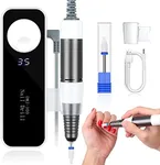 SAVILAND Electric Nail Drill,(2023 Upgrade) Portable Nail Drill File (35000RPM Coreless Motor) Acrylic Nail Gel Polish Remover Machine with Nail Drill Bit for Manicure Nail Art Salon Home DIY, White