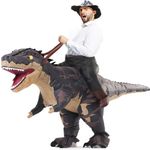 Inflatable Dinosaur Costumes Adult Size T-REX Ride on Halloween Costume Funny Dino Blow up Costume (Black)