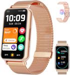 Fitness Tracker Watch for Men Women, 1.47" Smartwatches with 24/7 Heart Rate/Sleep Monitor/Calorie Monitor, 100+ Sports Modes Activity Trackers, Smart Watch for Women with Android iOS Gold Steel