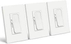 [3 Pack] BESTTEN Super Slim Digital Dimmer Switch, Single Pole or 3 Way Dimmable Light Switch, Quiet Rocker, for LED, CFL, Incandescent, Halogen, Screwless Wallplate Included, cETL Listed, White