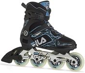 FILA Legacy Pro 84 Fitness Inline Skates for Men and Women - Airflow Technology, 84mm Wheels, ABEC 7 Bearings, High Cuff Support - Black/Blue, Women 6