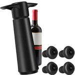 Wine Saver with 4pcs Vacuum Wine Stopper, Reusable Wine Pump + Wine Bottle Stoppers for Keep Wine Fresh(1 X Wine Preserver+ 4 X Wine Stopper)