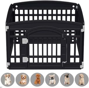 Pet Playpen with Mesh Fabric Top Cover Foldable Gate for Dogs Heavy Plastic Puppy Exercise Pen Small Pets Fence Puppies Folding Cage 4 Panels for Puppies and Small Dogs House Black (33.5x33.5 Inches)