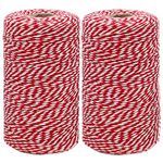 400M Butchers Twine, Red and White String Durable Cotton Bakers Twine String for Crafts, Christmas Wrapping Decorative String, Kitchen Cooking Twine