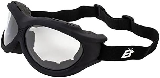 Birdz Eyewear - The Buzzard - Padded Motorcycle Riding Goggle Fits Over Glasses (Black Frame/Clear Lens)