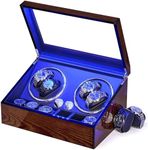 BEWISHOME Watch Winders for Automatic Watches, Automatic Watch Winder Box Watch Spinner with LED Light, 4 Watch Winder with Quiet Running Motor and 6 Storage Case for Man/Woman's Watches, BrownESYQ01Y