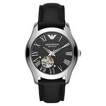 Emporio Armani Watch for Men, Automatic Movement, 43 mm Silver / Steel Stainless Steel Case with a Leather Strap, AR60016