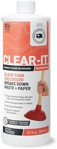 Unique Clear-It RV Black Tank Unclogger Liquid – Breaks Through Pyramid Plugs, Compacted Tanks & Clogged Pipes Without Messy Tools (32 oz) Amazon-Exclusive Packaging