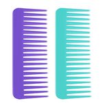 2 pcs Large Detangling Comb, Wide Tooth Comb for Curly Wet Dry Hair No Handle Detangler Styling Shampoo Comb for Thick Fine Womens Girls (Light Green, Purple)